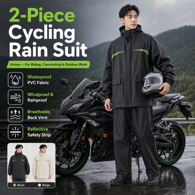 Cycling Commute Rain - Unisex 2-Piece Waterproof Cycling Rain Suit
